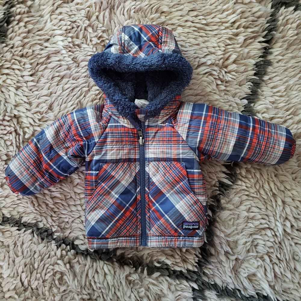 NWOT Patagonia Plaid Reversible Infant Coat ~ 3M